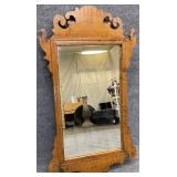 Chippendale Carved Burl Maple Wall Mirror