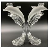 2pc Lenox Crystal Dolphin Candle Holders