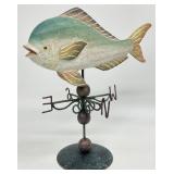 Carved Wood & Metal Fish Weather Vane Statue