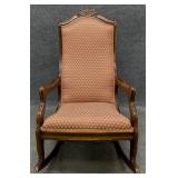 Antique Walnut Framed Upholstered Rocking Chair