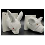 Vintage Ceramic Pig & Rabbit Wall Decor