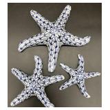 3pc Blue & White Porcelain Starfish Wall Art