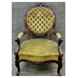 Victorian Heavily Tufted Back Arm Chair