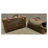 Pair of Antique Leather Travel Bags
