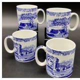 Four Spode Blue Italian Coffee Cups