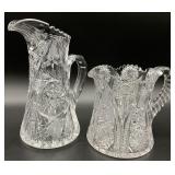 2pc Antique Cut Crystal Pitchers