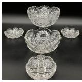 5pc Brilliant Cut Glass / Crystal Bowls