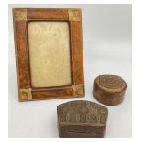2pc Tooled Leather Wrapped Boxes