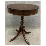 Mahogany Drum Table with Pedestal Base
