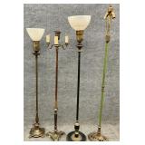 Four Assorted Vintage Floor Lamps