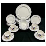 22pc Tulip Tyme Stoneware Collection Dinnerware
