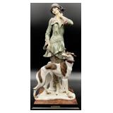 G. Armani Lady with Borzoi Elegance Sculpture
