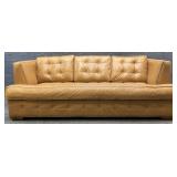 Ethan Allen Camel Leather Tufted Sofa
