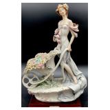 G. Armani Lady With Flower Cart Sculpture 1119E