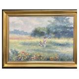 OOC Children in Field w/ Flowers Signed Buie