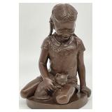 Charles Parks Franklin Mint Girl with Cat Bronze