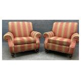 Pair of Quality Rolled Arm Club Chairs
