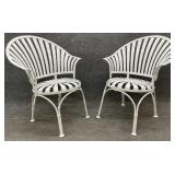 Pair Francois Carre Fan Back Sunburst Patio Chairs