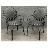 Pair of Black Francois Carre Sunburst Chairs