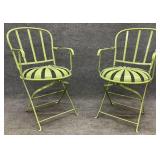Pair of Folding Sunburst Art Deco Patio Chairs