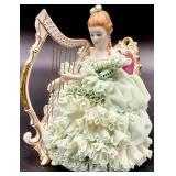 Irish Dresden Lace Harp Lady Sinead Figurine