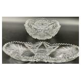 Brilliant Cut Glass Bowl & Celery Dish