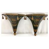 Pair of Ardley Hall Paint Decorated Wall Sconces