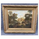 Oil on Canvas of European Village Scene