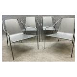 Four Modern Metal Arm Chairs