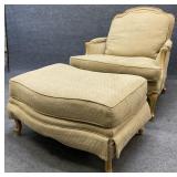 Sherrill French Upholstered Arm Chair & Ottoman