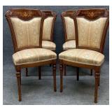 Set of 4 Italian Marquetry Inlaid Side Chairs