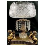 Ornate Brass & Cut Glass Figural Compote