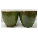 2pc Green Ceramic Planters