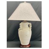 Large White Ceramic Crackle Finish Lamp