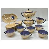 15pc Czechoslovakia Orange Lustre Tea Set