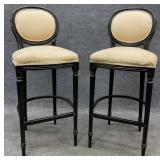 Pair of French Styled Distressed Base Barstools