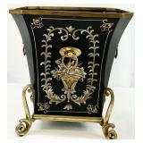 Hand Painted Tole Metal Cachepot Planter