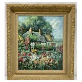 Framed Oil on Canvas of Floral Scene