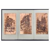 3pc Hammered Copper Relief Art - Germany