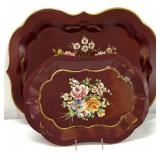 Pair of Hand Painted Tole Metal Trays