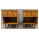 Pair of Walnut Mid Century Modern Nightstands