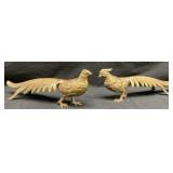 Pair of Vintage Brass Pheasant Figurines