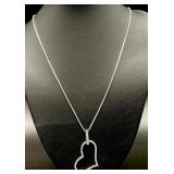 Sterling Silver Clear Stone Heart Necklace