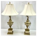 Pair of Brass & Porcelain Vintage Stiffel Lamps