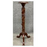 Ornately Carved Mahogany Plant Stand