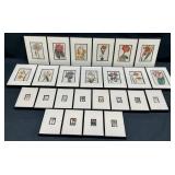 25pc Mini Framed Botanical Art Print Set