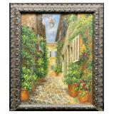Framed Canvas of European Street Scene