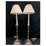 Pair of Silver Plated Candle Stick Lamps