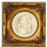 Antique Alabaster Relief Plaque in Gilt Frame
