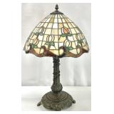 Ornate Lamp with Stained Glass Dome Shade
